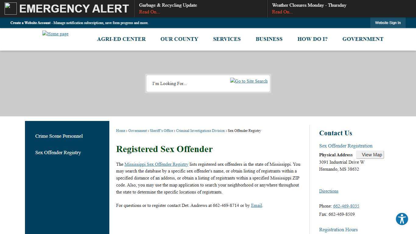 Registered Sex Offender DeSoto County, MS - Official Website